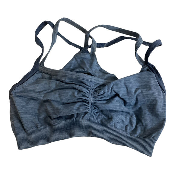 Athleta XS Blue Ruched Front Sports Bra Activewear Yoga Gym Top - Picture 4 of 5
